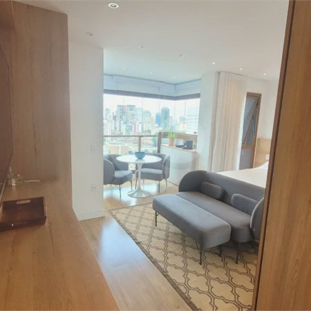 Studio sofisticado, totalmente mobiliado e pronto para morar