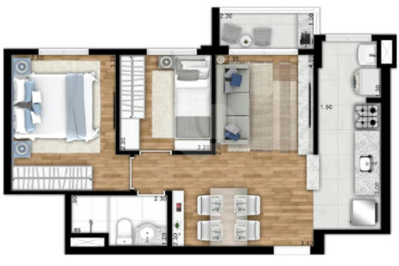 Apartamento à venda com 2 quartos em Vila Galvão, Guarulhos, SP