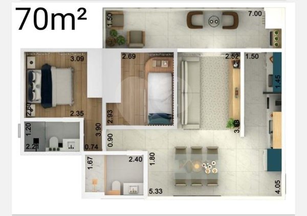 Apartamento 70m² 2