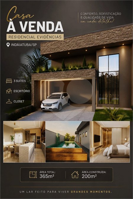 Casa à venda com 3 suítes no condomínio Residencial Evidencias Indaiatuba, Indaiatuba - SP