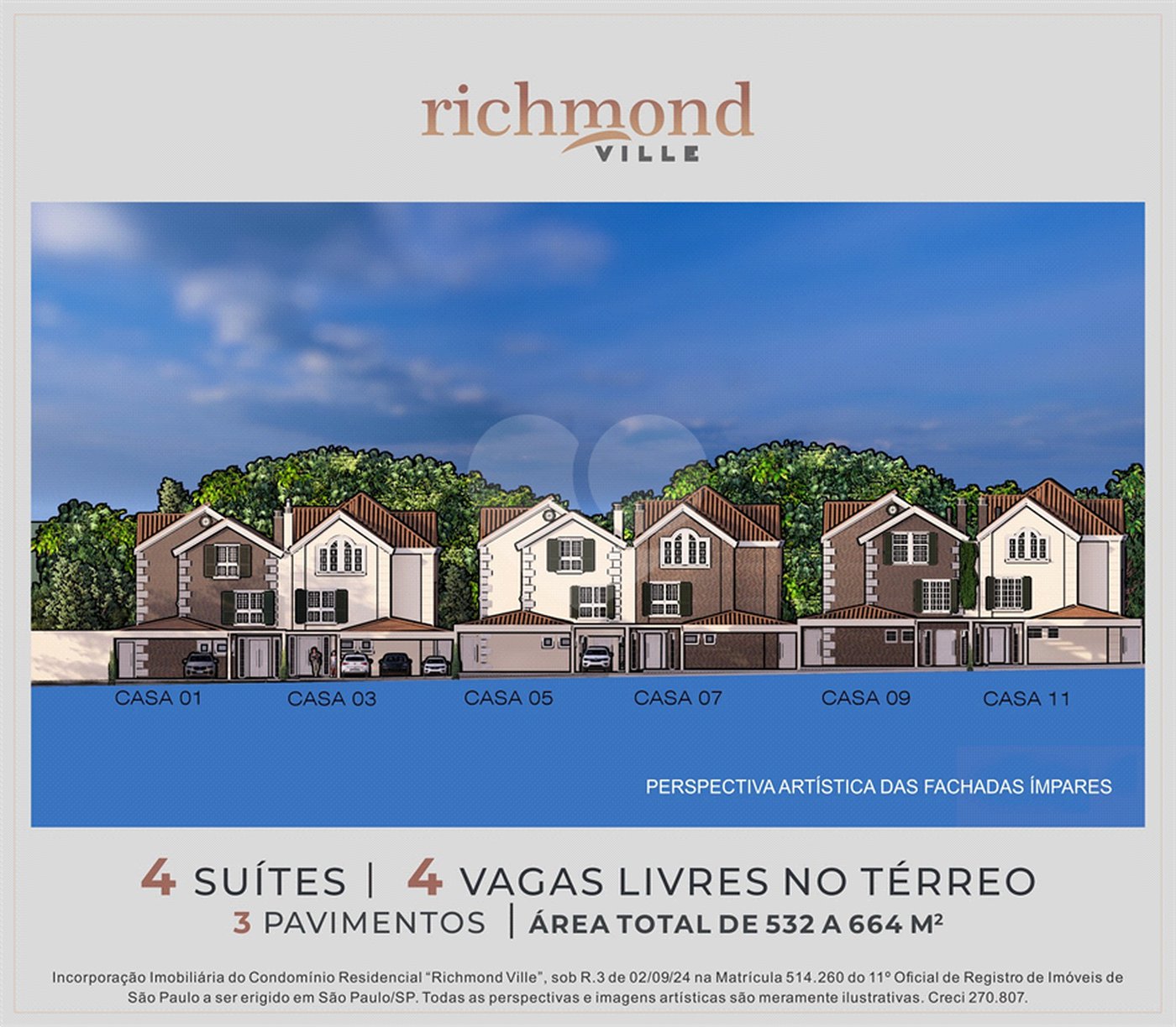 Casa à venda com 4 suítes no condomínio Richmond Ville, São Paulo - SP