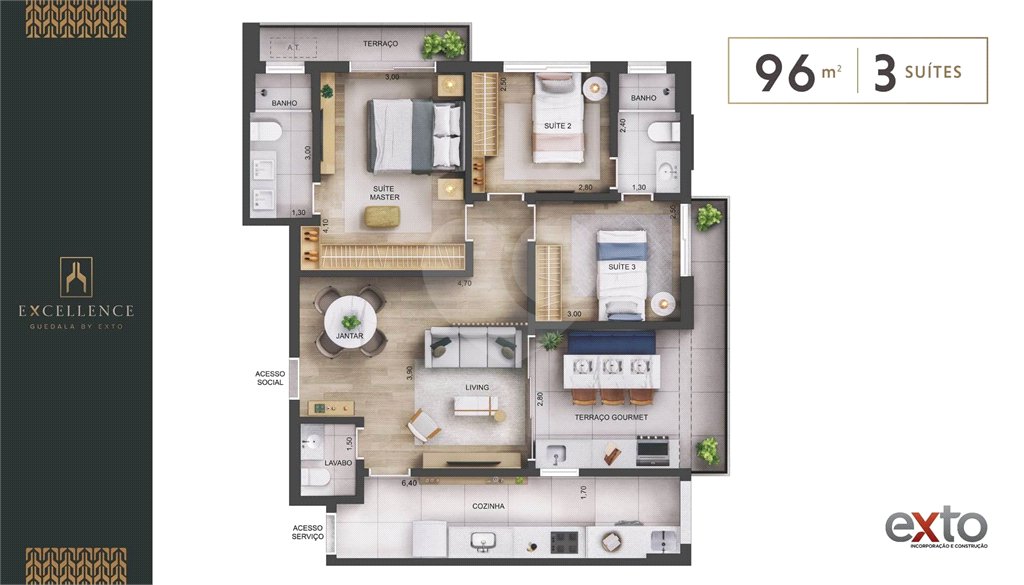 Apartamento à venda com 3 suítes em Jardim Guedala, São Paulo, SP