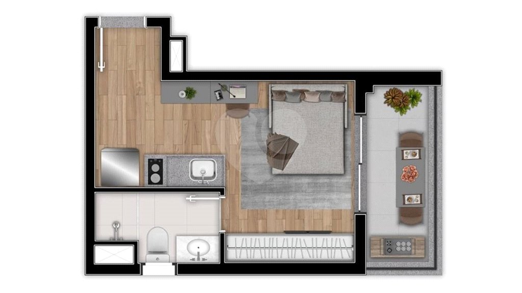 Apartamento à venda com 1 quarto em Brooklin Paulista, São Paulo, SP