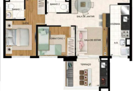 Apartamento à venda com 2 quartos, sendo 1 suíte, em Jardim Flor da Montanha, Guarulhos, SP