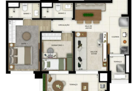 Apartamento à venda com 2 quartos, sendo 1 suíte, em Jardim das Acácias, São Paulo, SP