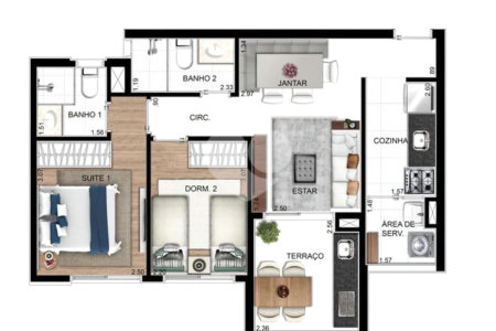 Apartamento à venda com 2 quartos, sendo 1 suíte, em Jardim São Paulo(zona Norte), São Paulo, SP