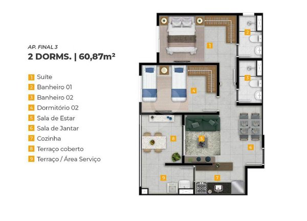 Apartamento 60m² 1