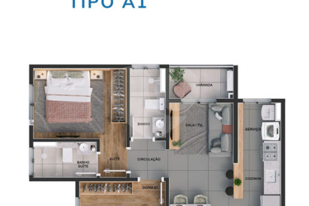 Apartamento à venda com 2 quartos, sendo 1 suíte, em Vila Rica, Sorocaba, SP