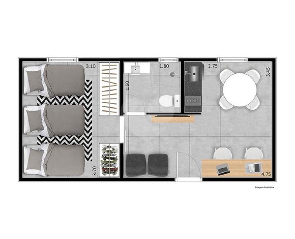 Planta Apartamento 33m²