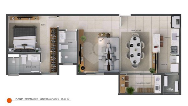 Planta Apartamento 65m²