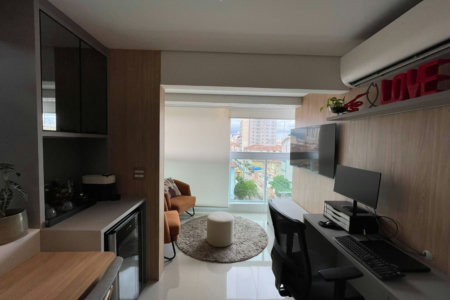 Apartamento 1 suíte com closet, 1 vaga demarcada, Embaré, Santos
