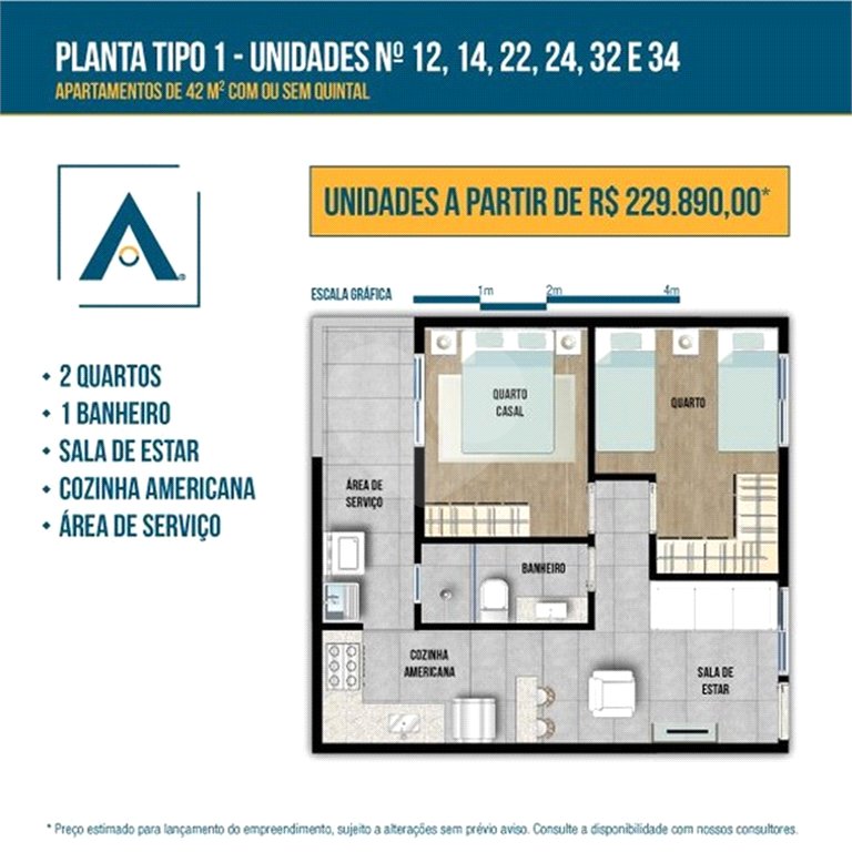 Apartamento à venda com 2 quartos em Tremembé, São Paulo, SP