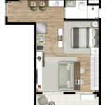 Studio no bairro da Liberdade. 26 metros quadrados. Moderno. Com 1 suíte, Sala com sacada