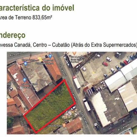 Terreno para alugar, 833 m² por R$ 8.230,00 - Vila Paulista - Cubatão/SP