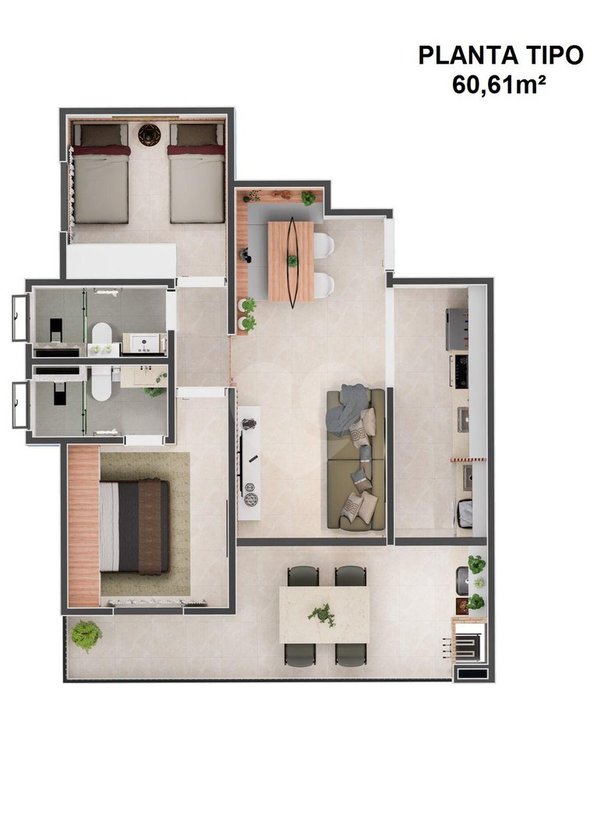 Apartamento 60m² 3