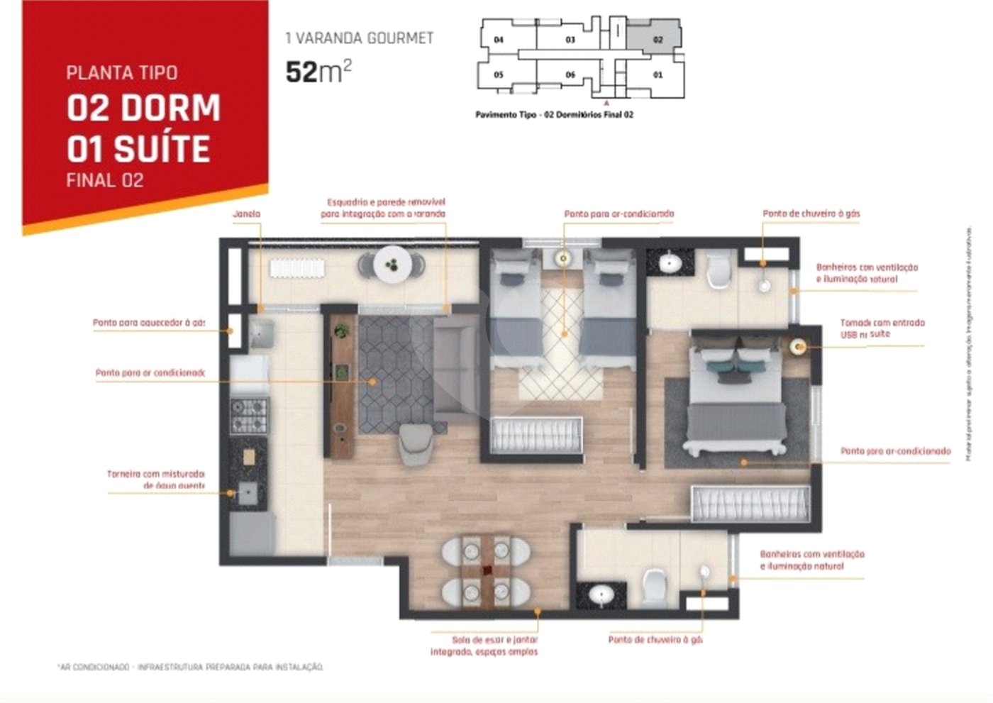 Apartamento à venda com 2 quartos, sendo 1 suíte, em Vila Hortência, Sorocaba, SP