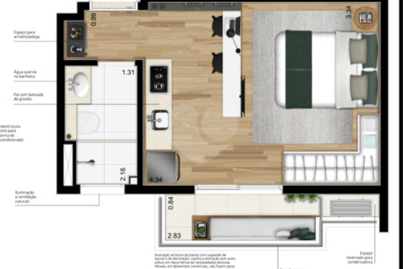 Apartamento à venda com 1 quarto em Indianópolis, São Paulo, SP