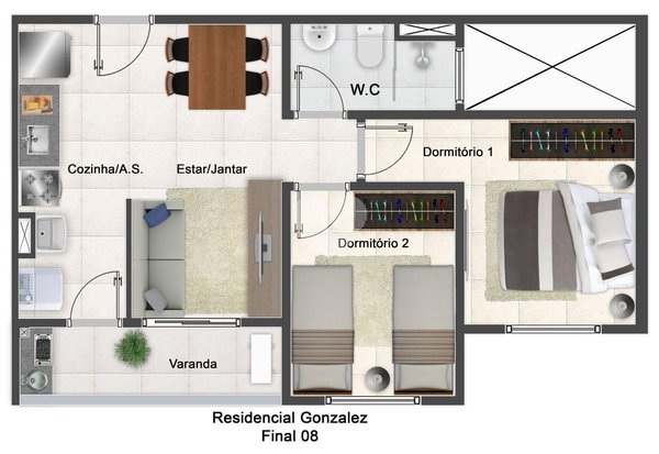 Apartamento 46m² 1