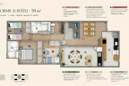 94m² - 2 suítes / 2 vagas