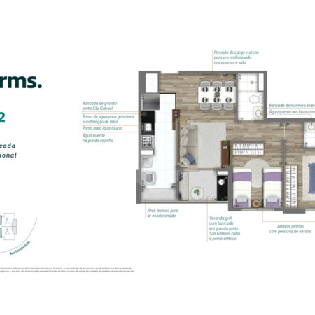 56m² - 2d/1s - Vaga determinada