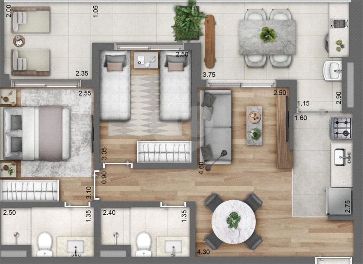 Apartamento à venda com 2 quartos, sendo 1 suíte, em Perdizes, São Paulo, SP