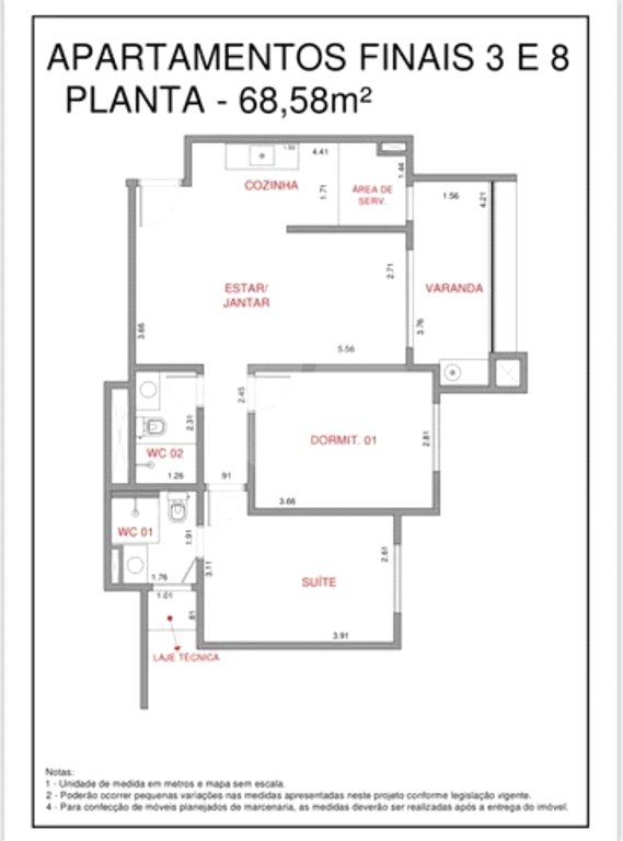 Apartamento com 68 m² de área privativa no Edifício Carraro Vértice