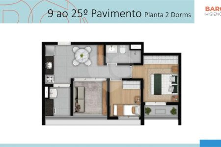 Studio 25 m² – Barô Higienópolis by You, inc | São Paulo