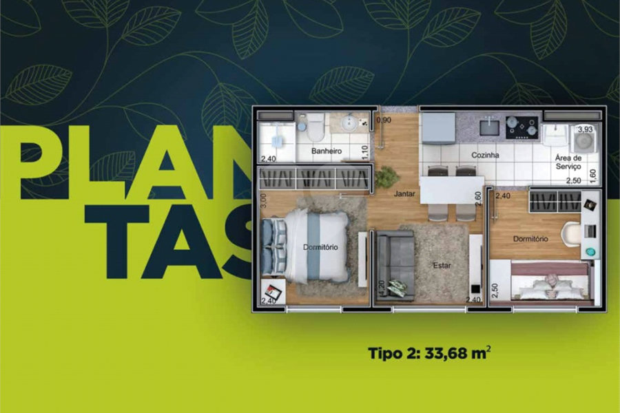 Residencial Reserva Jaraguá - Apartamentos de 33 e 38 m² - 2 dormitórios - Bairro Jardim Bandeirantes - Sáo Paulo - SP