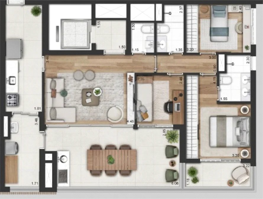 Apartamento Novo, 149m na Vila Clementino - Vista para o Ibirapuera