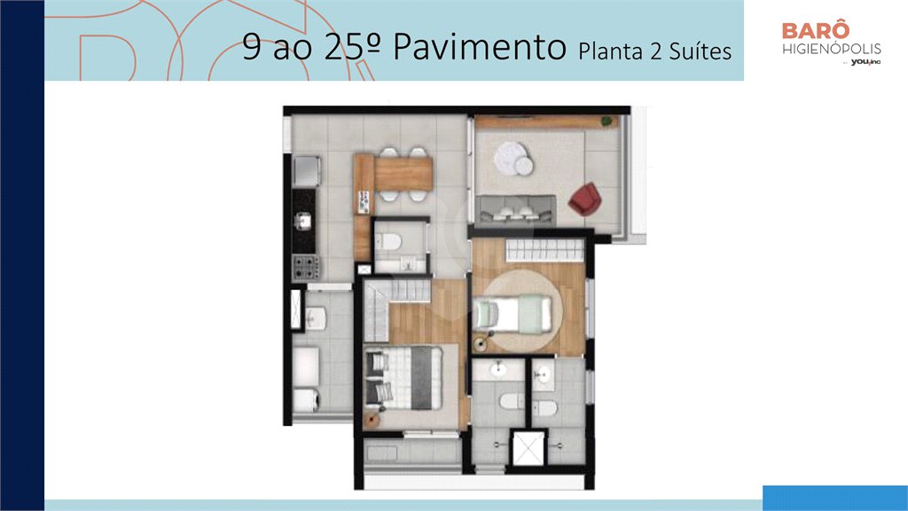 Studio 25 m² – Barô Higienópolis by You, inc | São Paulo