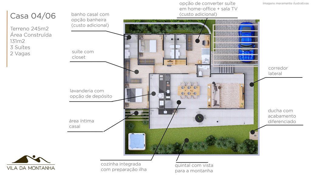Casa em condomínio com vista para a montanha