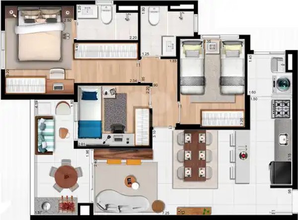 Planta Apartamento 74m²