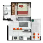 Apartamento tipo Studio no Edifício Residencial Via Campus
