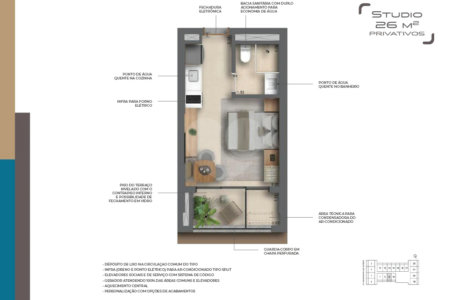 Studio à venda – 26 m² – Helbor Collage Bela Vista – São Paulo – SP