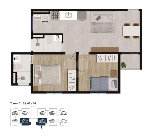 Planta Apartamento 45m²