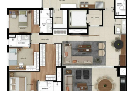 Apartamento novo com 129m² na Mooca com 2 suítes e 2 vagas.