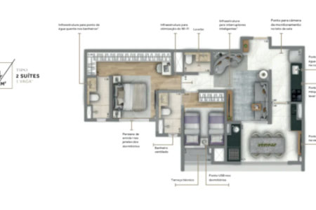 Apartamento com 75 m2, 2 dorms, 1 vaga no Alto da Moóca