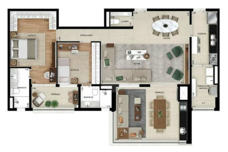 Apartamento novo com 129m² na Mooca com 2 suítes e 2 vagas.