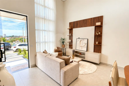 Indaiatuba - Casa condomínio Park Vista Real - AT : 200m - AC : 140m - Boiller Instalado - torneiras quentes - 3 quartos : sendo 1 suite - Suite - Ar Condicionado Samsung 12 Btu’s; arandelas de cabeceira , Dommus Closet . Esquadria , porta automática . 2 Quartos - Ar Condicionado Samsung 9 Bt