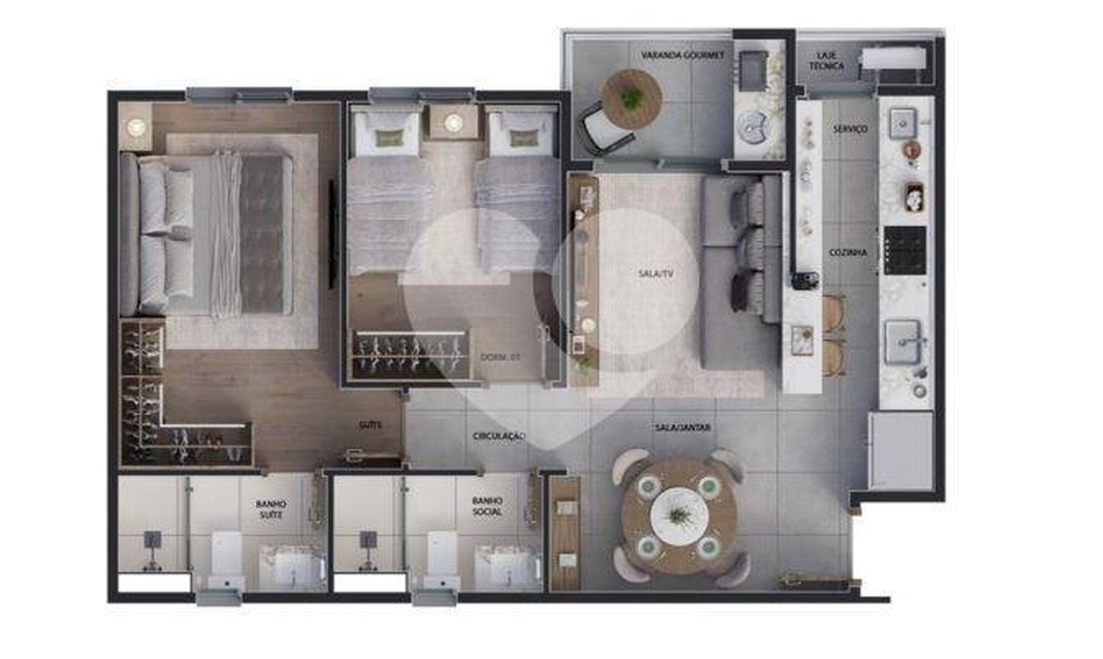 Apartamento 55m²