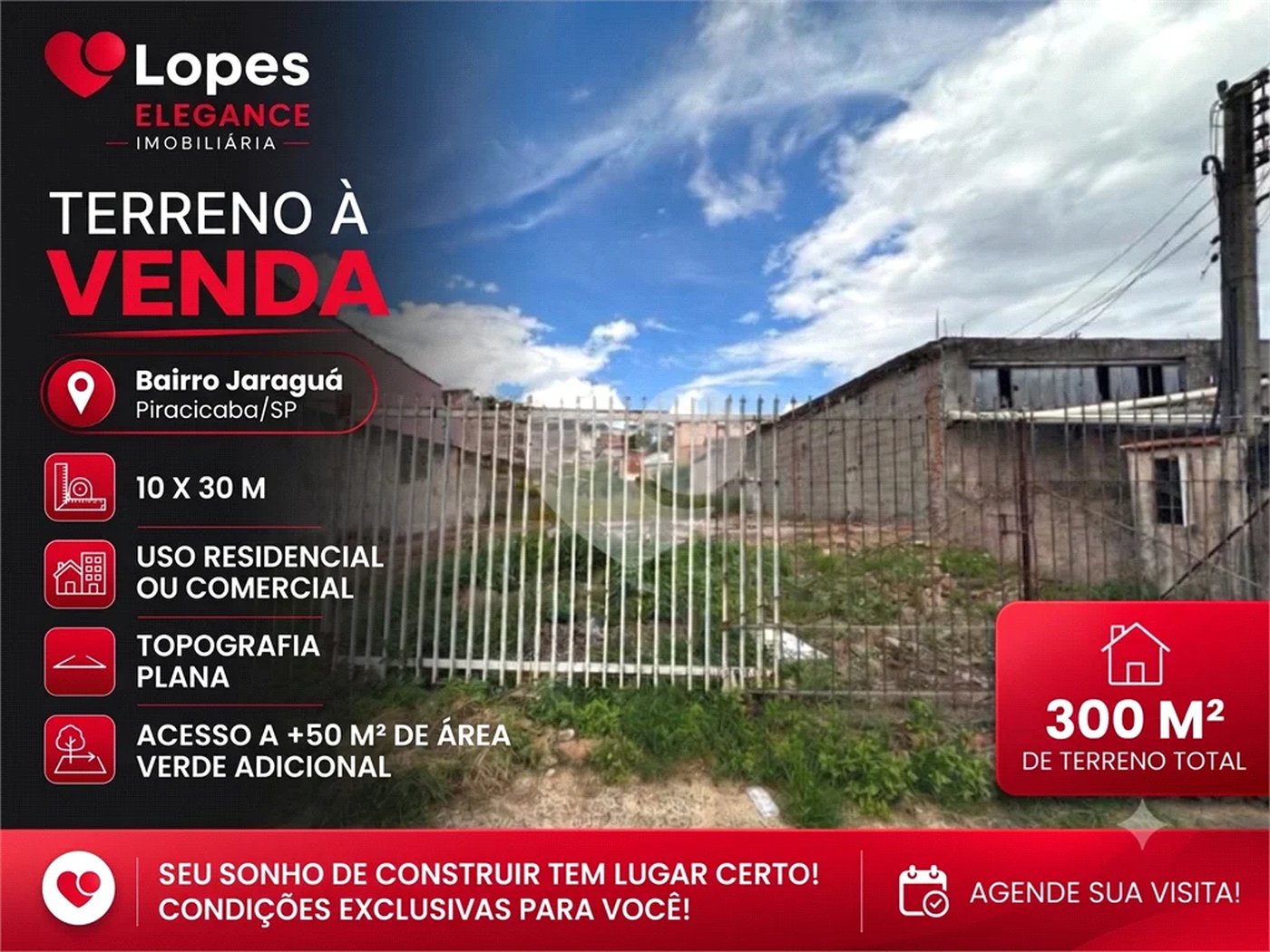 Terreno residencial com vocação comercial à venda no bairro Jaraguá. - 300 m² - 10x30 + acesso a área verde (50 m²)
