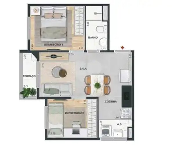 Planta Apartamento 38m²