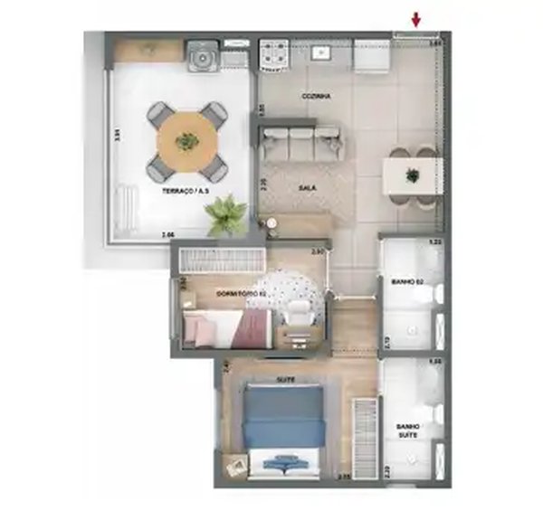 Planta Apartamento 51m²