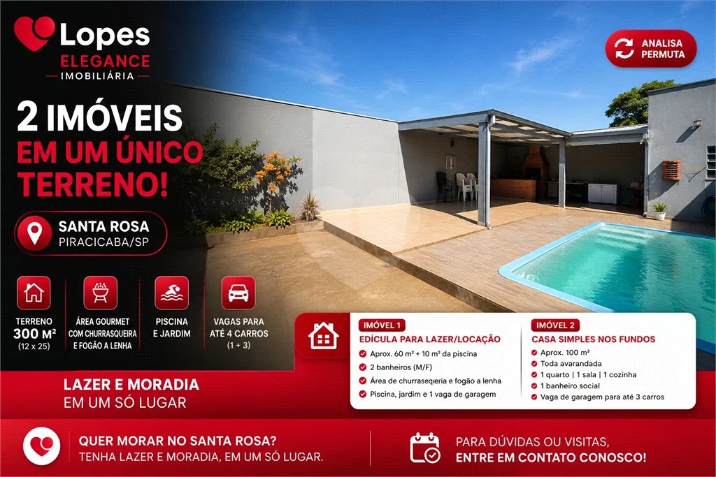 Dois imóveis em um terreno de 300 m² (12 x 25) - Com acesso independente