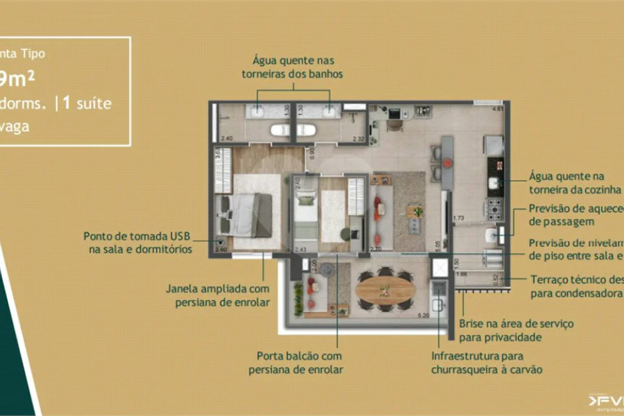 Apartamento à venda com 2 quartos, sendo 1 suíte, em Vila Santa Catarina, São Paulo, SP