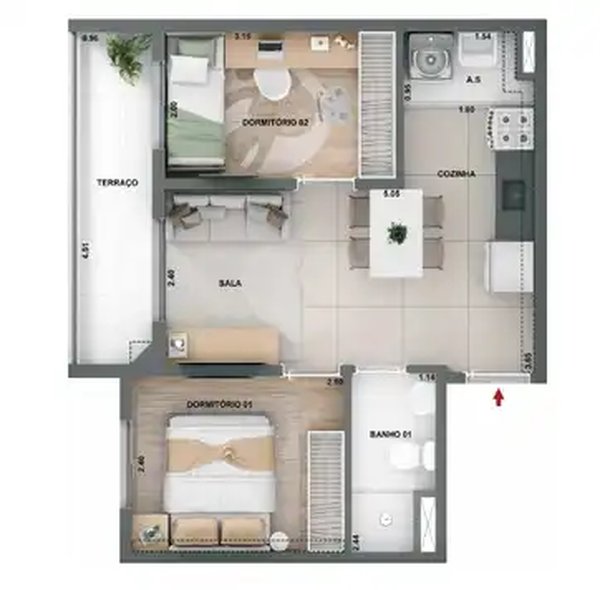 Planta Apartamento 42m²