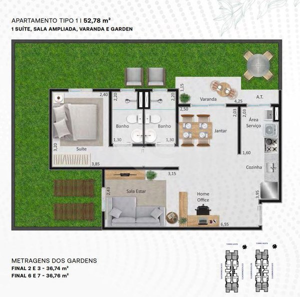 Planta Apartamento 52m²