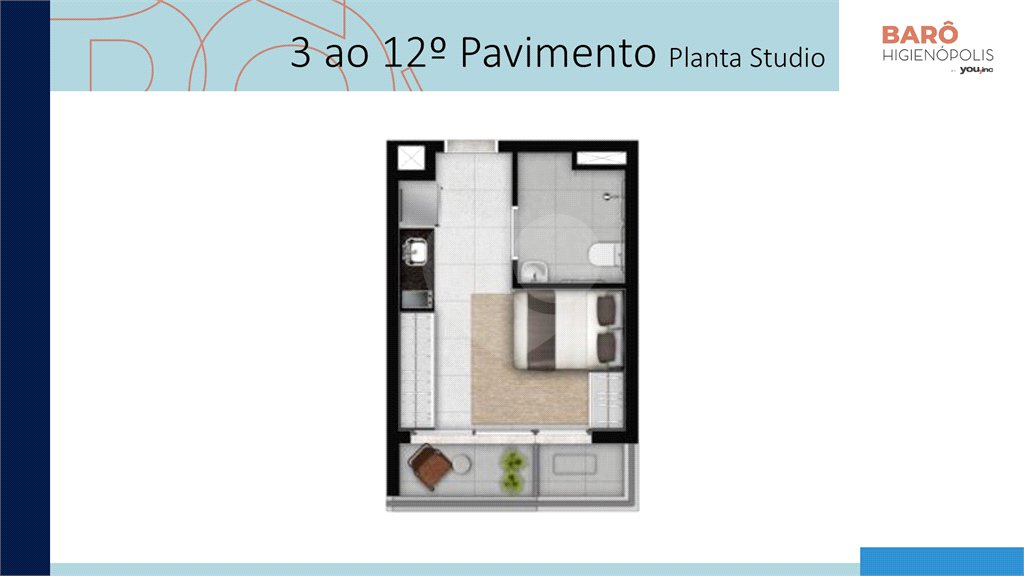 Studio 25 m² – Barô Higienópolis by You, inc | São Paulo