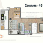 45m² - 2 dorm / 1 vaga