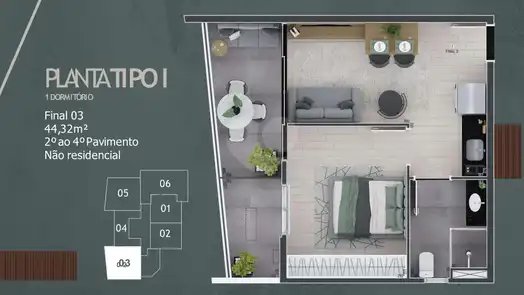 Planta Apartamento 44m²